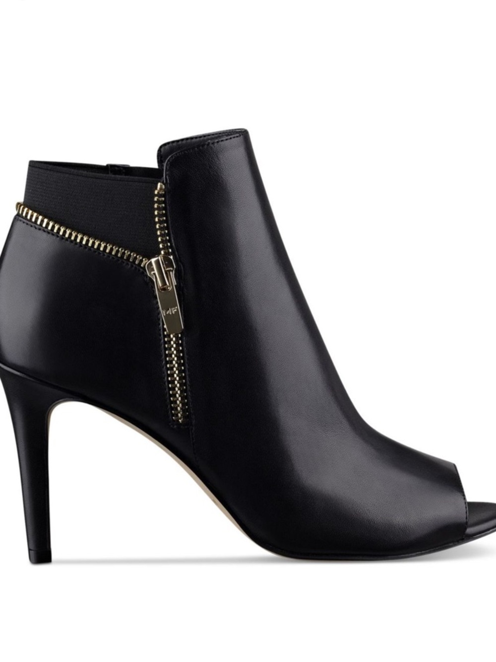 Marc Fisher Black Leather Serenity Peep Toe Booties Heels Women’s Size 8M